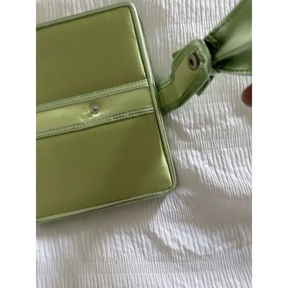 Pastel Green Notebook Bow Coquette Snap Closure Lined Metallic Girly Coastal